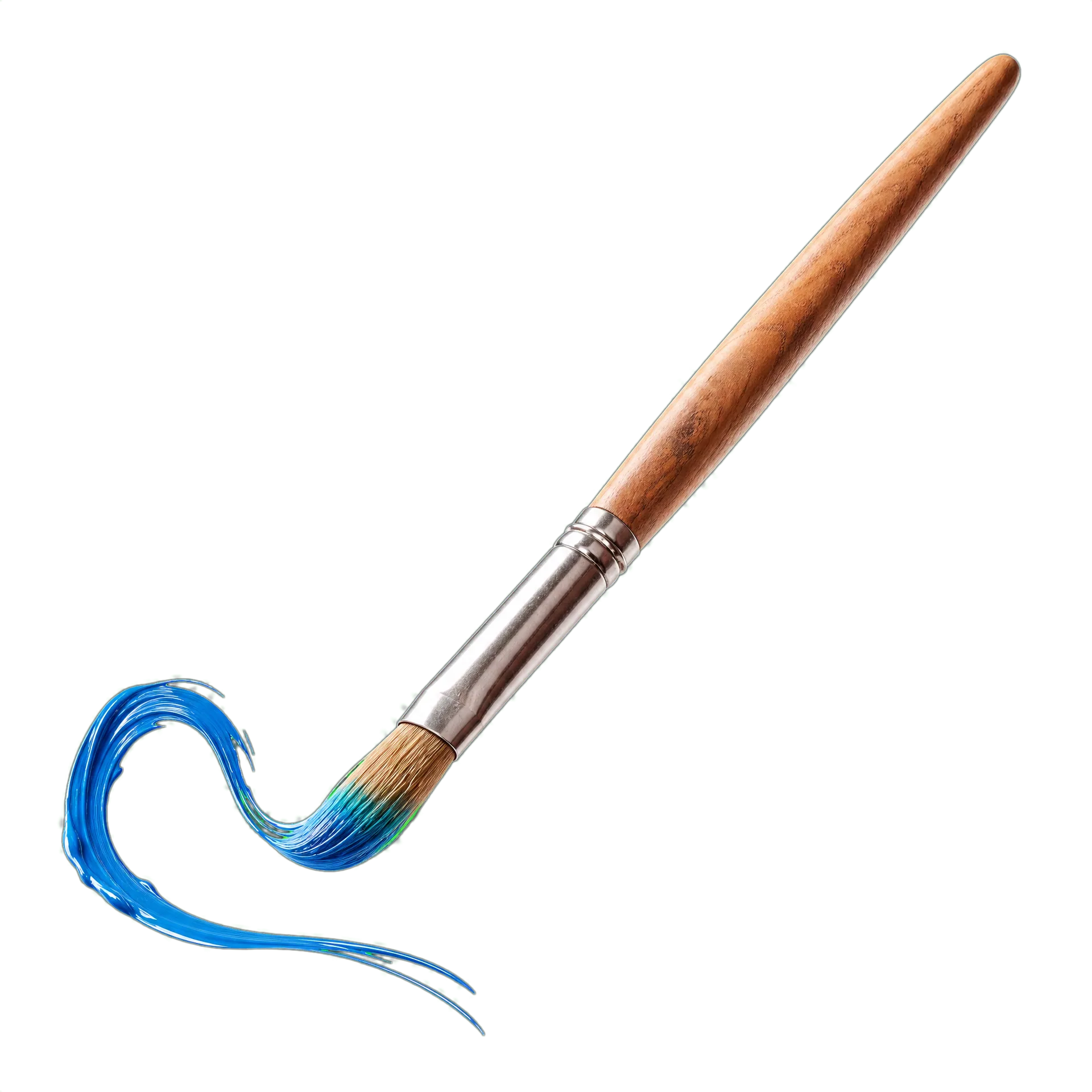 Paintbrush with a blue paint stroke